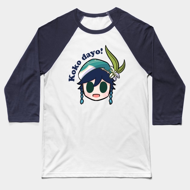 Genshin impact Venti koko dayo Baseball T-Shirt by Oricca